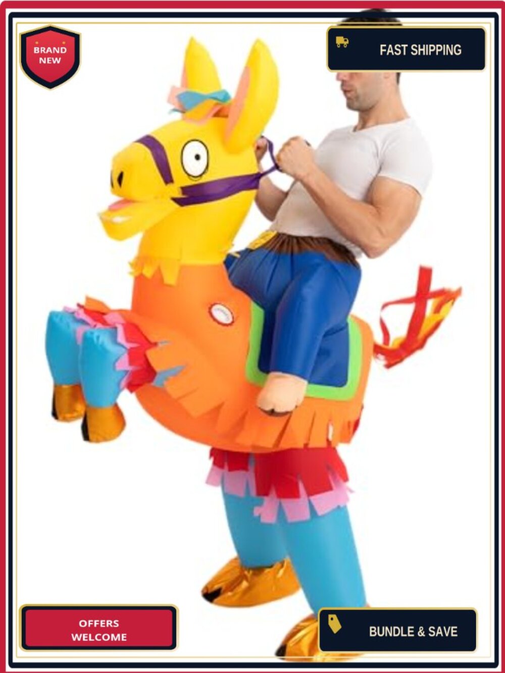 Adult Inflatable Ride A Pinata Llama Costume One Size Unisex Halloween